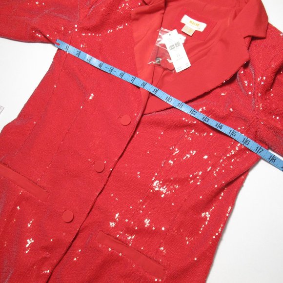 Anthropologie Maeve Sequin Blazer Dress Red - 2 Petite 2P - Picture 10 of 12